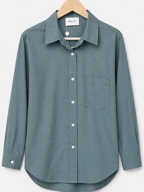 Laurence Dolige Bottle Green Silk Cotton Button-Down Shirt Size (S/M)